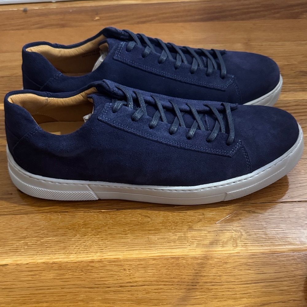 Driver Club Men's Marine leather suede Casual Low-Top Suede Sneakers shoes blue